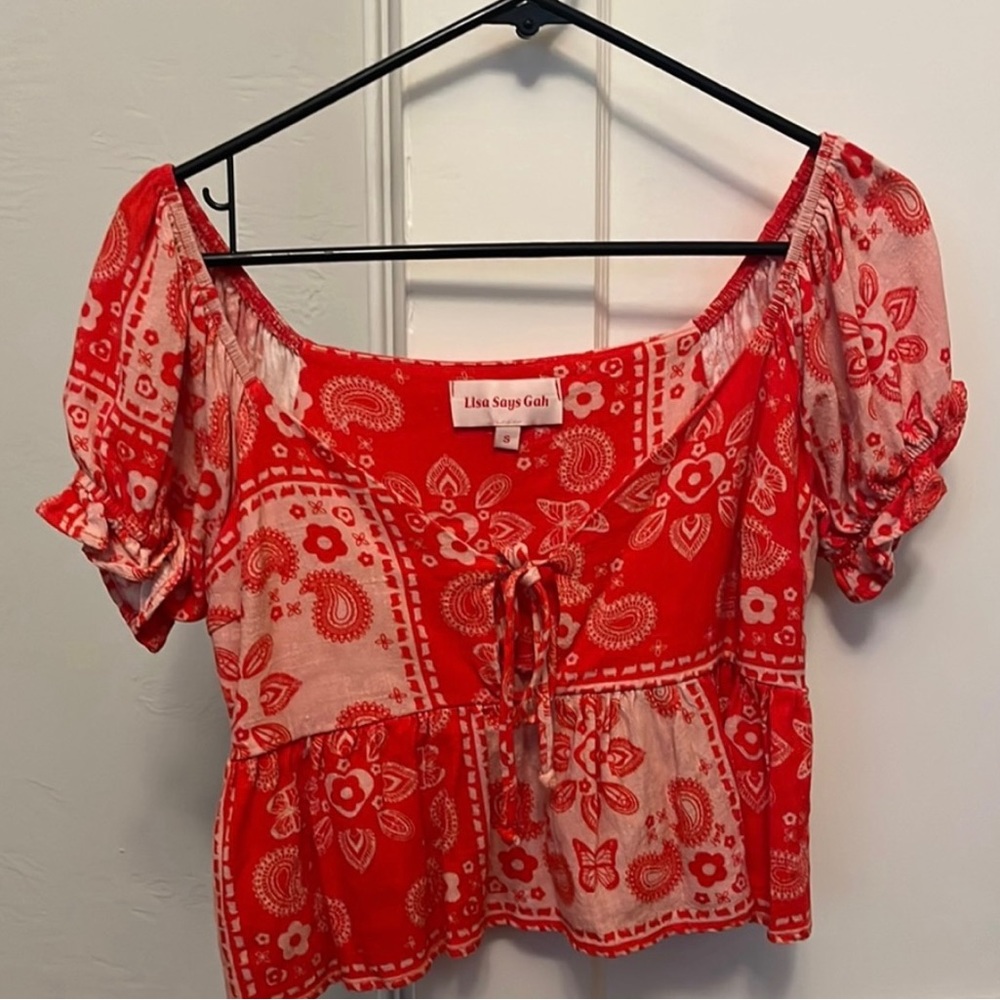 Lisa Says Gah Bandana inspired crop top Sz S